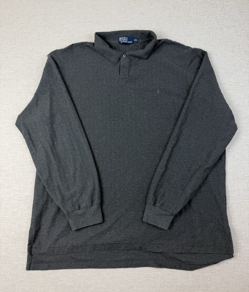 Polo Ralph Lauren Men’s XXL Gray Herringbone Long Sleeve Polo Shirt
